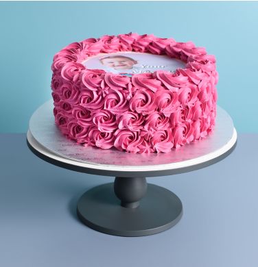 Colour Theme Rosette Photo Cake