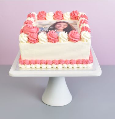Rose Colour Theme Photo Cake