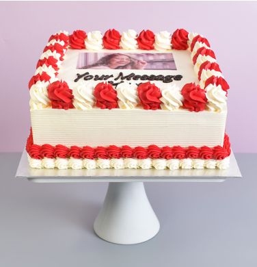 Red & White Photo Cake